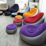 New inflatable folding bouncy sofa, PVC inflatable single recliner with backrest, flocked sofa.