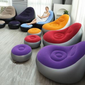 New inflatable folding bouncy sofa, PVC inflatable single recliner with backrest, flocked sofa.