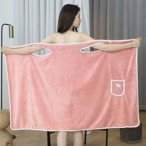 Women's coral fleece suspender bathrobe/bathrobe with bath towel wrap, factory direct stock, absorbent bath towel skirt.