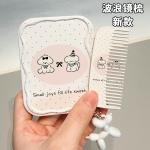 # High-End Handheld Small Mirror Ins Flip-Top Student Portable Makeup Mirror Simple Portable Foldableing Mirror Comb