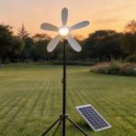 Vesarin Solar Fan Light Outdoor Camping Charging Remote Control Lighting Tripod Floor Fan