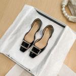 Stylish Square-Toe Patent Leather Sandals for Outdoor Wear