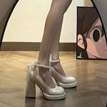 High heel leather shoes