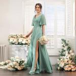 Sexy Slit Soft Satin Evening Gown