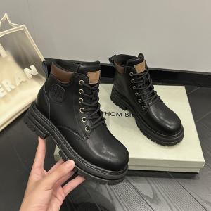 Versatile Casual Genuine Leather Martin Boots with Internal Height Increase
