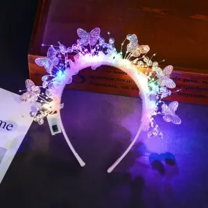New Flower Butterfly Glowing Headband Flower Hairband for New Year's Eve Market, Children's Headband Toy Wholesale, Promotional Gift