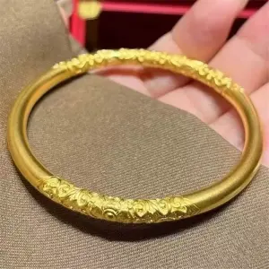 Vietnamese sand gold 5mm traditional craftsmanship bracelet, women's frosted plain band, solid