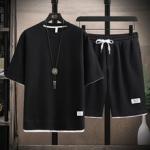 Men's waffle T-shirt, short-sleeved, ice silk, summer outfit, stylish
