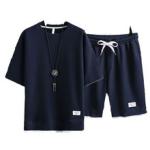 Men's waffle T-shirt, short-sleeved, ice silk, summer outfit, stylish