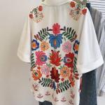 New loose-fitting casual printed short-sleeved shirt, summer bestseller on Amazon TikTok, European and American style women's clothing, in stock.
