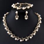 Cross-border Temu Hot Pearl Necklace & Earrings Set – Bridal Fashion 3-Piece All-Match Accessories