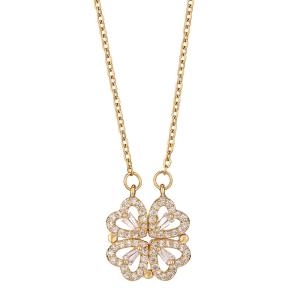 New Style Two-Wear Heart-To-Heart Women's Opening and Closing Four-Leaf Clover Necklace Fashionable Love Folding Creative Clavicle Chain Wholesale