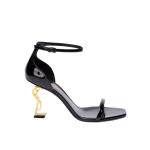 Ysl Metallic Heel Patent Leather Saint Laurent Single-Strap High Heels for Women