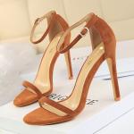 European and American Style Fashionable and Sexy Women's Sandals Stiletto Super High Heel Suede Open Toe Strap Summer High Heels
