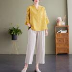 New Middle-Aged and Elderly Mother's Cotton and Linen Suit Women's Summer Dress Grandma's Literary Ethnic Style Embroidered Two-Piece Set