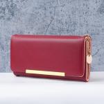 Cross-Border New Product Women's Long Wallet Pu Solid Color Simple Coin Purse Multifunctional Large Capacity Student Bag Women's Wallet