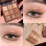 Chocolate Eyeshadow Palette in Earth Tones, Light Makeup for Puffy Eyes, Matte and Shimmer, Nine Colors, New Model for Students and Beginners