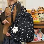 School Bag for Girls, Junior High and High School Students, Star Print, Korean Style, Niche Ins Backpack, Forest Style, College Student Laptop Bag for Men