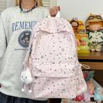 School Bag for Girls, Junior High and High School Students, Star Print, Korean Style, Niche Ins Backpack, Forest Style, College Student Laptop Bag for Men